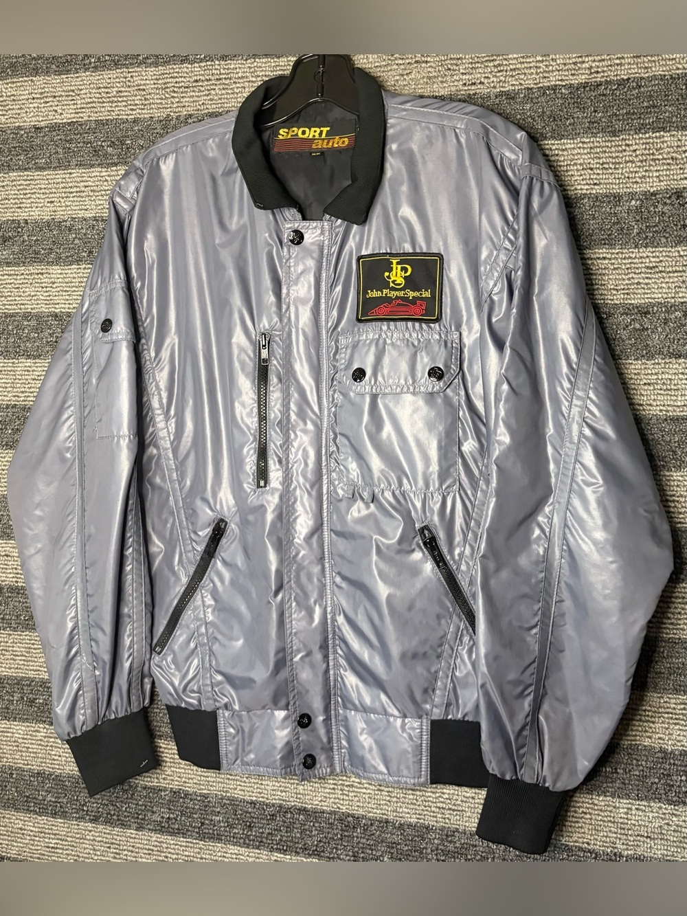 Vintage 80’s John Player Special Grey Light Bomber Jacket Men’s Medium EUC